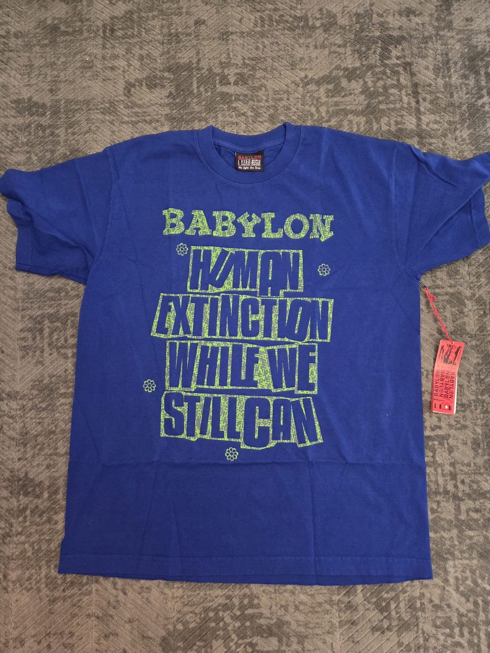 Babylon Blue Graphic Tee with Green Print